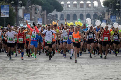 Runners compete during the 24th edition of the Maratona di Roma.