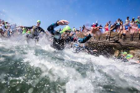 Triathletes make a splash at Base2Race Harbourman
