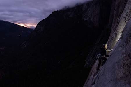 Sasha DiGiulian seen while climbing the Platinum Wall route on El Capitan in Yosemite National Park.  