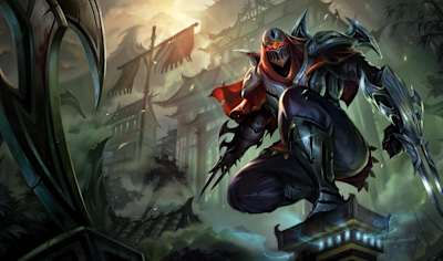 Artwork of the character Zed from League of Legends.