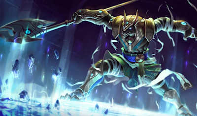 Nasus from League of Legends is a tanky bruiser who can be played as a pseudo-mage in the 1v1 format.