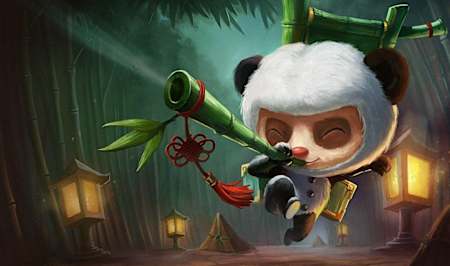 The splash art for League go Legends champions Teemo's Panda skin