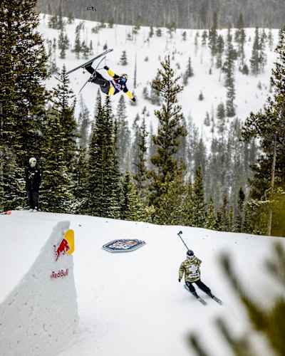 Bobby Brown jumps at Red Bull Cascade in Winter Park, CO