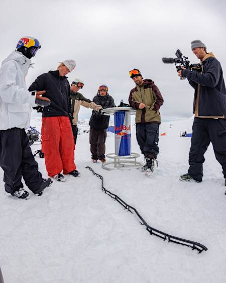 Max Moffatt & crew finalizing the hardest rail design in Sunshine Village Ski Resort, Alberta, Canada.