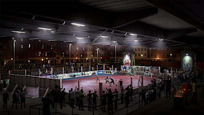 An image from FIFA 20 of one of the many pitches available across various games modes. 