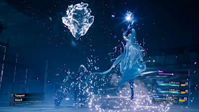 Shiva lucha contra un jefe intermedio con un hechizo de hielo. Puedes desbloquear a la Esper como primera misión de RV
