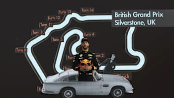 Daniel Ricciardo laps Silverstone in a slot car Daniel Ricciardo poses in his Carrera slot car for a British GP track preview.