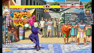 Una captura de pantalla de Ken realizando un Combo de 3 golpes en Ultra Street Fighter II para Nintendo Switch.