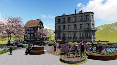 Projeto 3D do novo espaço de convivência em Campos do Jordão