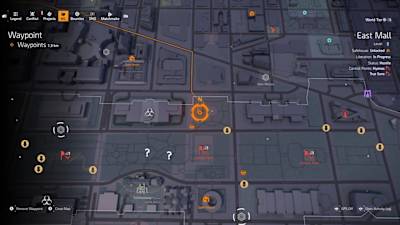 A screenshot from The Division 2 showing the location of the Phantom, Diamond, Cross and Death hunter masks.