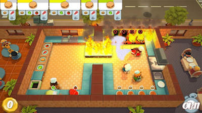 A screenshot of the Overcooked video game.