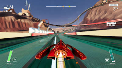 Screenshot of a futuristic vehicle in Redout