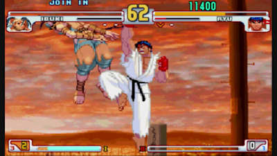 Ryu kontert einen Sprungangriff in Street Fighter 3