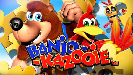 A promotional screenshot of video game characters Banjo and Kazooie.