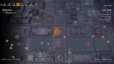 A screenshot from The Division 2 showing the location of the Phantom, Diamond, Cross and Death hunter masks.