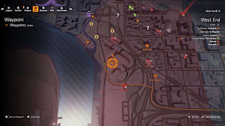 A screenshot from The Division 2 showing the location of the Midas and Revenant hunter masks.