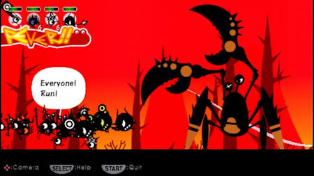 Pata Pata Pata Pon! Ein wildes 2D-Strategiespiel mit Musikelementen.