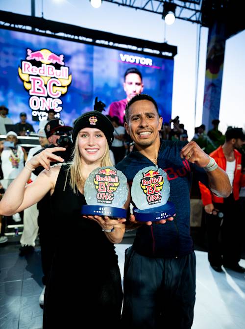 USA Red Bull BC One champions Blondie and Victor celebrate in San Diego