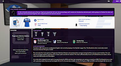 L'équipe de Barrow dans Football Manager 21