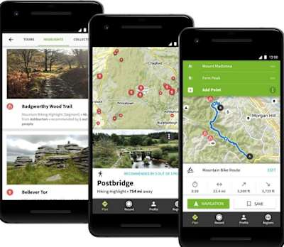 Screenshots der komoot Smartphone App.