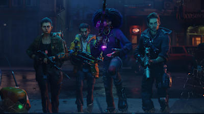 Screenshot aus Redfall zeigt die vier Charaktere des Koop-Shooters.