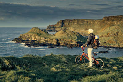 Senad Grosic poses for a portrait during the Riding Thrones project on top of the Antrim coast, Ireland on May 1, 2018