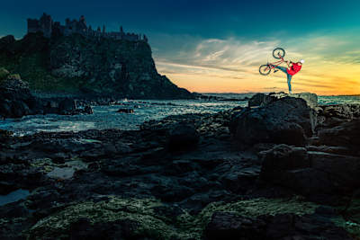 Senad Grosic performs during the Riding Thrones project at Dunluce Castle in Bushmills, Ireland on May 1 2018