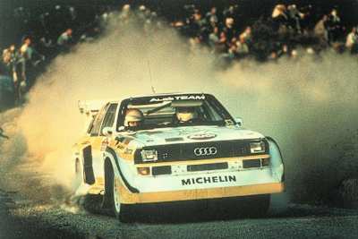 Walter Rohrl driving Audi Quattro S1