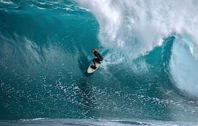 Laura Enever surfing at Shipstern Bluff in Tasmania.