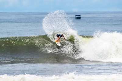 Caroline Marks surfing at Punta Roca in La Libertad, El Salvador