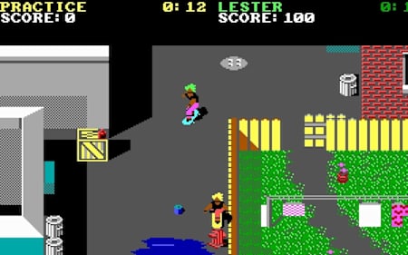 Una captura de pantalla de Skate Or Die.