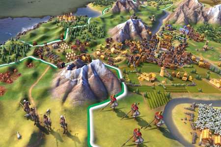 Montañas y aldeas en Civilization VI