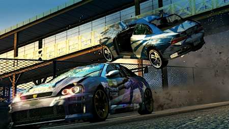 A screenshot of a crash in Burnout Paradise