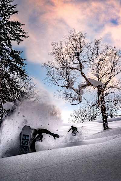 Gigi Rüf filming for snowboard movie Driven in Hokkaido, Japan