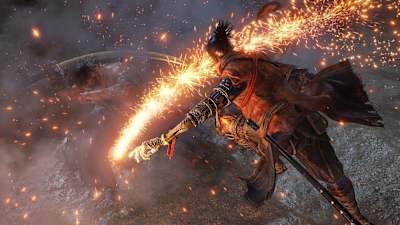 Screenshot of a firecracker in Sekiro: Shadows Die Twice