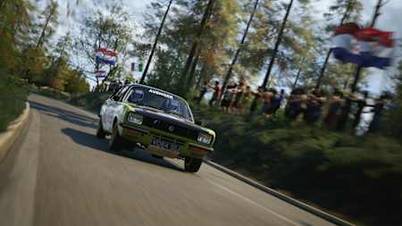 Captura de pantalla de un Hillman Avenger en acción durante el Rally de Croacia en EA SPORTS™ WRC.