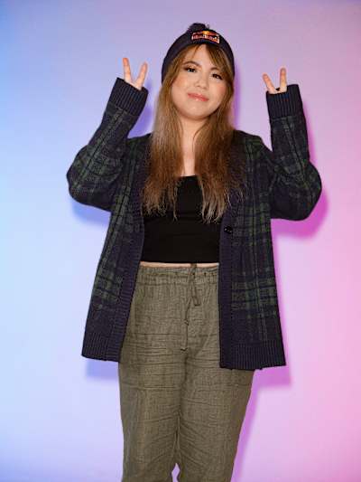 Tiffae poses for portrait at Red Bull Media Day in Los Angeles in 2023.