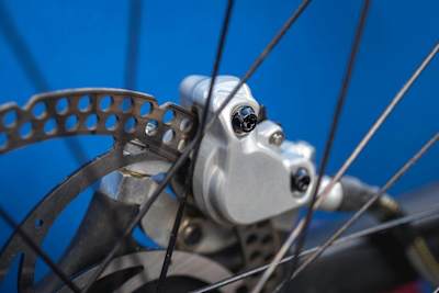A close up of the brake calliper on Loic Bruni's Specialized MTB
