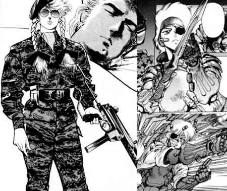 Bilder aus den zwei Manga, die optische Aspekte von Cammy zeigen