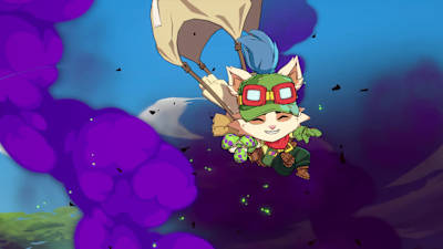 Teemo parachutes in 2XKO.