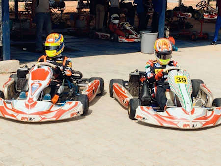 Arjun and Kush Maini at Meco Kartopia, Bangalore
