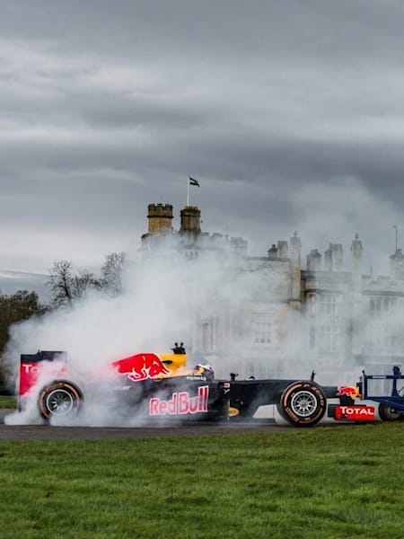 Daniel Ricciardo pits his Red Bull Racing RB8 against Bath Rugby's scrum in F1 Scrum.