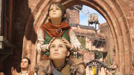Screenshot aus A Plague Tale: Requiem zeigt Amicia und Hugo