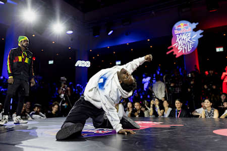 Tevin Redvall performing at Red Bull Dance Your Style World Final in Frankfurt, Germany in Novemeber 2023. 