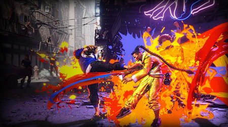 Luke uses a kick to push Jamie away 