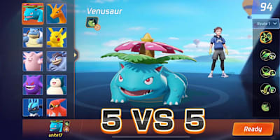 Ein Spieler wählt Bisaflor als sein Pokémon für das kommende Match