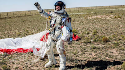 Felix Baumgartner after Red Bull Stratos landing