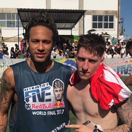 Waller pictured with Neymar Jr following the final