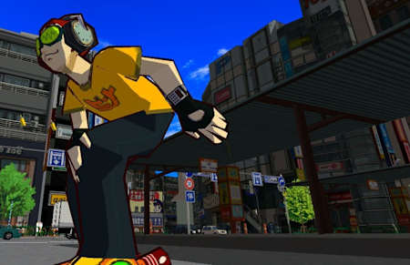 Una captura de pantalla del clásico Jet Set Radio