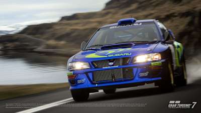 Screenshot aus Gran Turismo 7 zeigt den Subaru Impreza WRC '98.